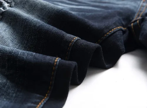 Vista 7 de Junbaoss - Jeans elásticos ajustados para hombre pantalones de mezclilla ajustados rasgados para hombre pantalones de cintura flexible de pierna