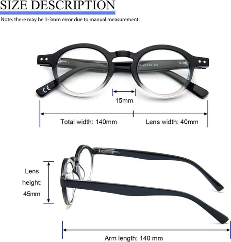 Vista 6 de 4 unidades de gafas de lectura pequeñas y redondas, cómodas, con marcos coloridos y elegantes para mujeres