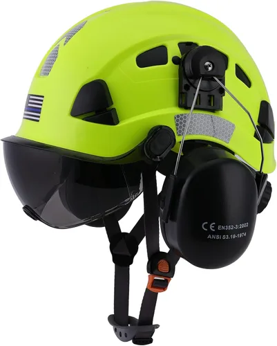 Vista 9 de Safety Helmet Hard Hat with Visor and Hearing Protection Vented ANSI Z89.1 Approved Work Helmet for Forestry Chainsaw Arborist Logging Helmet