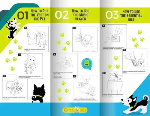Vista 5 de CozyVest® - Chaleco de ansiedad para perros 3 en 1 con música y aromaterapia, camisa con sonido relajante y aceites esenciales, chaqueta