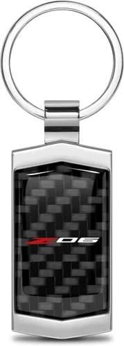 Vista 6 de iPick Image for Chevrolet Corvette C8 Z06 Real 3K Carbon Fiber Metal Case Key Chain
