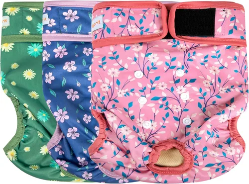 Vista 16 de Langsprit Pañales lavables para perro hembra (paquete de 3 unidades) - Sin fugas, reutilizables, para perritas en período, calzones altamente Negro