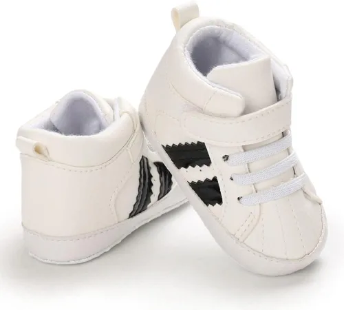 Vista 4 de Sekantrol - Zapatos para bebés recién nacidos, niños y niñas, suela de goma suave, primeros pasos, tenis de cuna, antideslizantes, deportivos