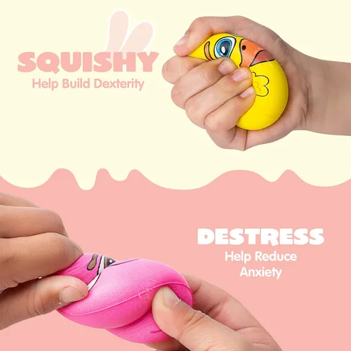 Vista 4 de JOYIN 12 piezas de huevos de Pascua Squishy juguete para la caza de huevos de Pascua con temática de animales con personajes, alivio del estrés