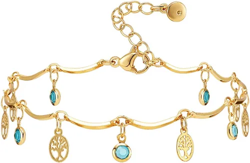 Vista 25 de Tobillera para mujer, chapada en oro de 18 quilates, tobillera con dije de oro, impermeable, para verano, playa, cadena de pie, joyería para regalos
