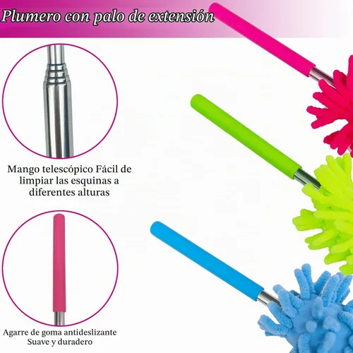 Vista 4 de M-jump cepillo para polvo extensible de microfibras, largo alcance con barra telescópica, 3