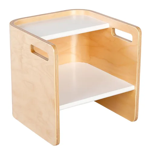 Vista 12 de ECR4Kids Silla cúbica multiusos de madera curvada, muebles para niños, natural