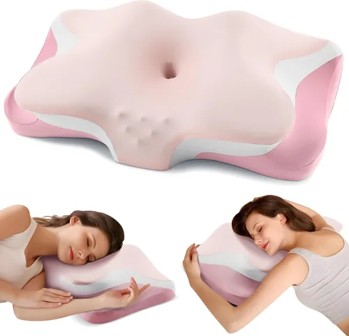 Vista 11 de Almohada cervical para aliviar el dolor de cuello, almohadas ergonómicas refrescantes de espuma viscoelástica para dormir, almohada de apoyo
