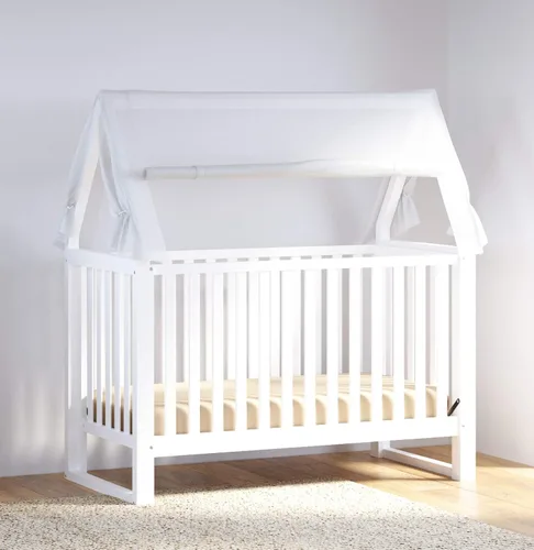 Vista 2 de Storkcraft Orchard Cuna convertible 5 en 1 (blanco) – Certificado GREENGUARD Gold Cuna de bebé estilo dosel, se convierte de cuna a cama infantil