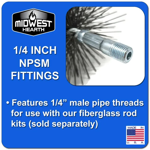 Vista 3 de Midwest Hearth Cepillo de limpieza de chimenea de alambre rectangular (6" x 10" rectangular) fabricado en Estados Unidos