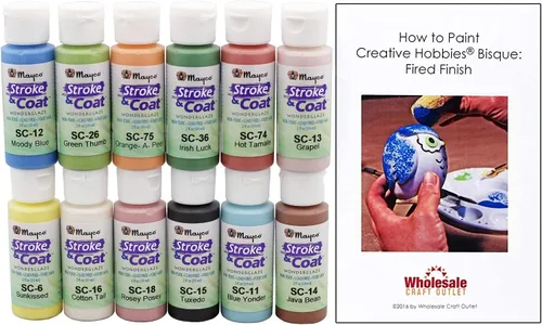 Vista 2 de Creative Hobbies Mayco Kit de barniz para trazo y capa para cerámica 1 12 frascos surtidos de 2 oz con libro de cómo pintar cerámica