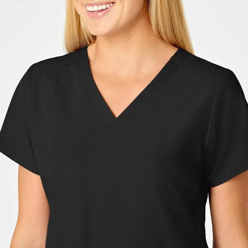 Vista 4 de Uniformes Médicos Wink para Mujer, W123, Blusas Estilizadas con Cuello en V y 5 Bolsillos Negro