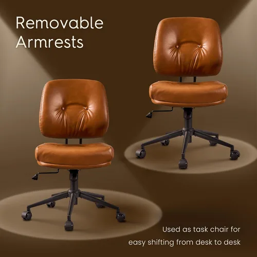 Vista 7 de HOOOWOOO Silla de Oficina Ergonómica, Silla de Escritorio Moderna de Computadora de Media Siglo, Silla Ejecutiva Cómoda con Asiento Extra Ancho