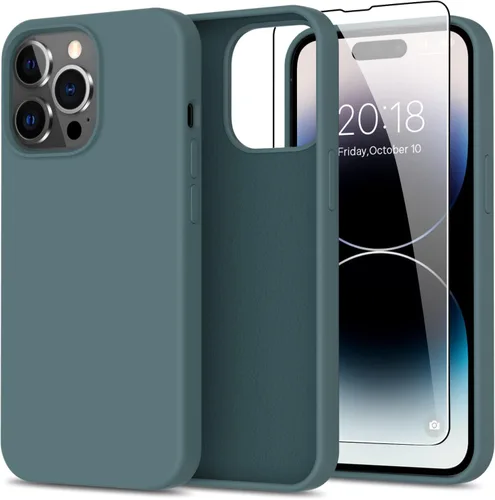 Vista 44 de bemal Funda para iPhone 14 Pro con protector de pantalla, silicona líquida de ajuste delgado, forro de microfibra suave, diseñada para mujeres