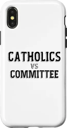 Vista 5 de Catholics Vs Committees Funny Catholic School Humor Case for iPhone 16