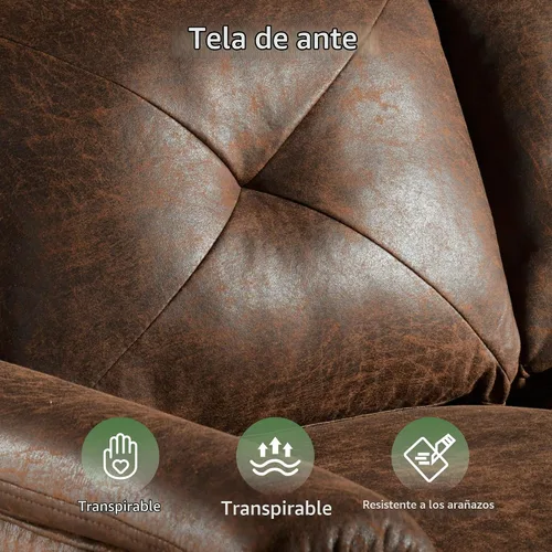 Vista 5 de ovios Sofá de lujo de 3 plazas con piel sintética, moderno sofá de mediados de siglo con cómodos reposabrazos, cómodos sofás con asiento profundo