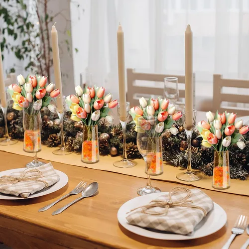 Vista 8 de Jarrón de vidrio ámbar para flores, jarrones de vidrio transparente de 6 pulgadas para centro de mesa, jarrón moderno de estilo bohemio para boda