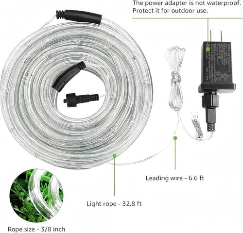 Vista 4 de Cable impermeable de luces LED, de LE, para decoración de árbol de Navidad, jardín, patio, fiesta, boda, césped, día festivo, festival, celebraciones