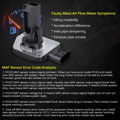 Vista 64 de Medidor de sensor de flujo de aire masivo MAF compatible con Ford con E-150 4.6L, 5.4L 2004-2014, para Ford E-150 Club Wagon 5.4L Reemplazo
