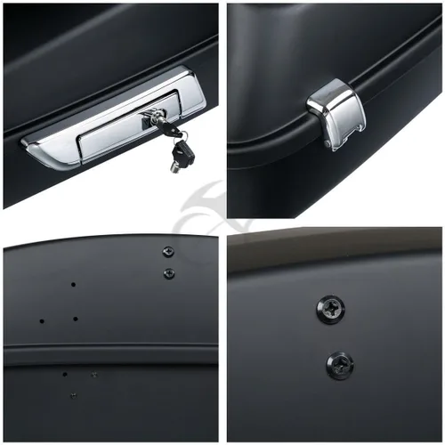 Vista 8 de XFMT Maleta negra mate cortada de 10.7 pulgadas con pestillo para Harley Trunk Touring Road King Street Glide Road Glide Electra Glide 2014-2025