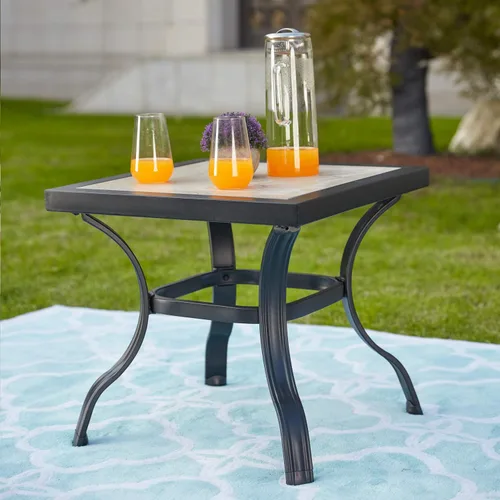 Vista 6 de LOKATSE Mecedora para patio, al aire libre, juego con mesa de café Caqui / negro