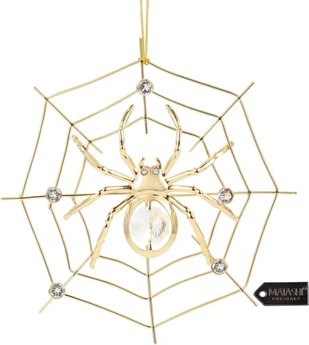 Vista 9 de Matashi Adorno artístico con estampado de araña 5D, adornos colgantes de araña de la suerte para decoración del árbol de Navidad, con historia