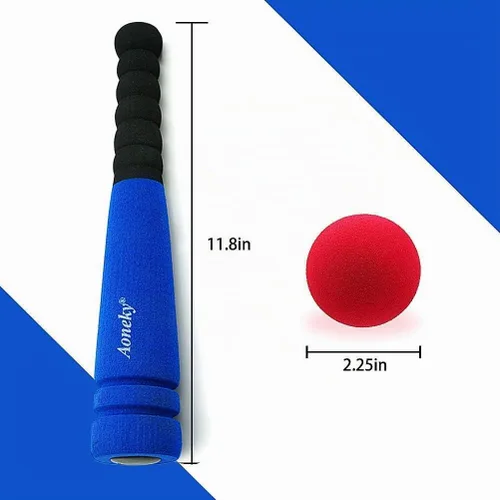 Vista 6 de Aoneky Bate y pelota de béisbol de espuma mínima azul de 11.8 pulgadas