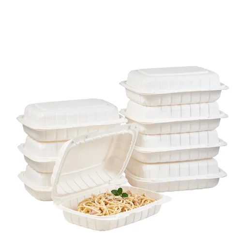 Vista 15 de FULING 100 unidades de contenedores desechables de plástico transparente con bisagras para llevar alimentos, 15 cm de ancho, envases desechables