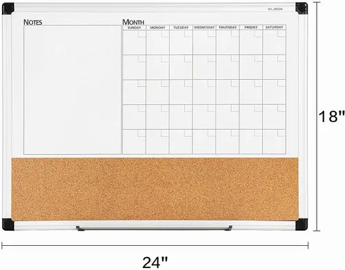 Vista 6 de VUSIGN - Pizarra blanca con calendario mensual y borrado en seco