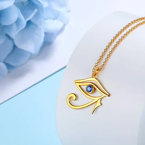 Vista 2 de Jewmon Egyptian Eye of Horus Necklace for Women 925 Sterling Silver Blue Eye Pendant Necklace Horus Eye of Ra Necklace Ancient Egyptian Jewelry for