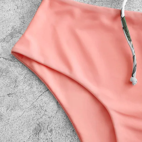 Vista 4 de SNKSDGM Bikini de cintura baja para mujer, 2 piezas, control de abdomen, parte inferior cruzada frontal, traje de baño