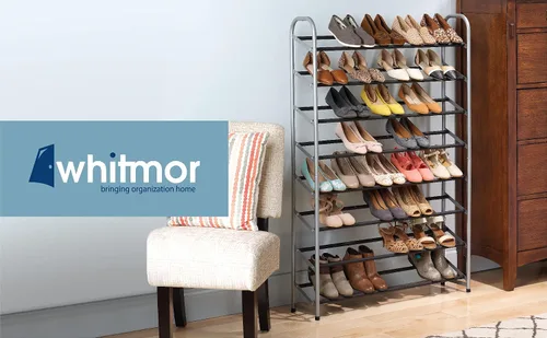 Vista 6 de Whitmor Torre de zapatos de 8 niveles, 40 pares, con estantes antideslizantes