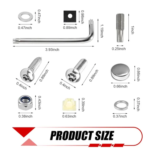 Vista 2 de WZP Tornillos antirrobo para matrícula, juego de tornillos de placa de matrícula de acero inoxidable resistentes a manipulaciones, tornillos
