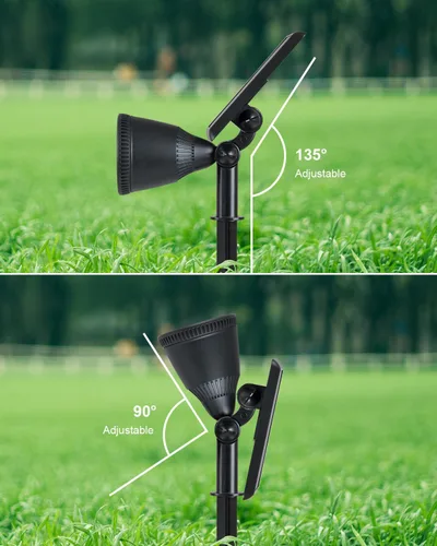 Vista 8 de Luces de punto alimentadas por energía solar al aire libre impermeables súper brillantes LED para árbol, bandera, césped, escultura, del atardecer