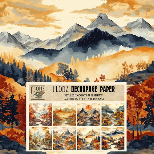 Vista 5 de Decoupage - Paquete de papel (24 hojas de 6 x 6 pulgadas), místico bosque nevado ~ árboles estilizados en colores profundos de invierno, cielos