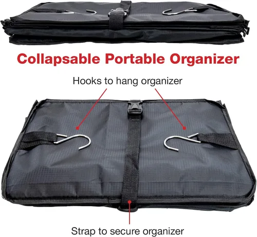 Vista 5 de Excello Global Products Organizador de almacenamiento colgante portátil plegable con compartimento con cremallera, perfecto para viajes y embalaje