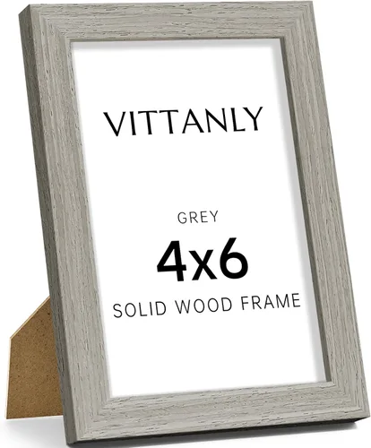 Vista 176 de Vittanly - Marco de fotos de 4 x 6 pulgadas de madera maciza con plexiglás, incluye paspartú de 3,5 x 5, para colgar en la pared o poner sobre una