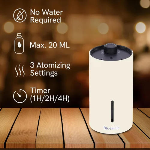 Vista 2 de BlueHills Waterless Cordless Essential Oil Diffuser for Home Car Office Hotel Travel Long Runtime Compact Premium Small Aroma Diffuser – J09 Beige