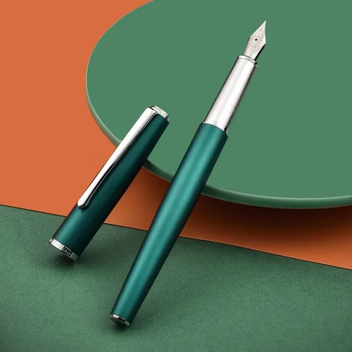 Vista 2 de Hongdian 920 - Pluma estilográfica de punta extrafina, color verde elegante con clip plateado