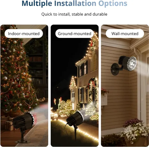 Vista 3 de Proyector de luces de copo de nieve para exteriores, 9 vatios súper brillantes, lámpara de nevada, proyección de luz nocturna, luces LED