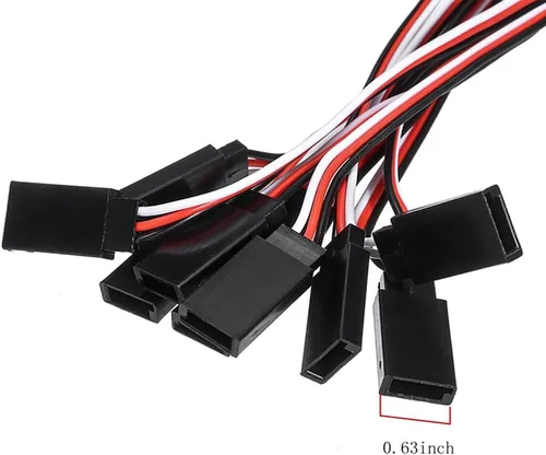 Vista 3 de Cable de extensión servo de 3 pines, 6 tamaños, macho a hembra, compatible con Futaba JR RC servo extensión de conexión piezas de control
