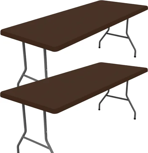 Vista 10 de Moosfor Paquete de 2 manteles rectangulares de elastano de 4 pies, elásticos y ajustables para pícnic, cubierta de mesa de patio elástica y lavable