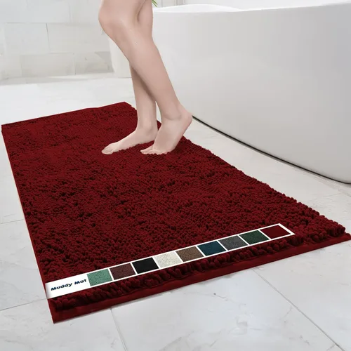 Vista 65 de Muddy Mat Alfombras de Baño de Chenilla de Microfibra de Secado Rápido Antideslizantes Lavables, Extra Gruesas, Suaves y Altamente Absorbentes Gris