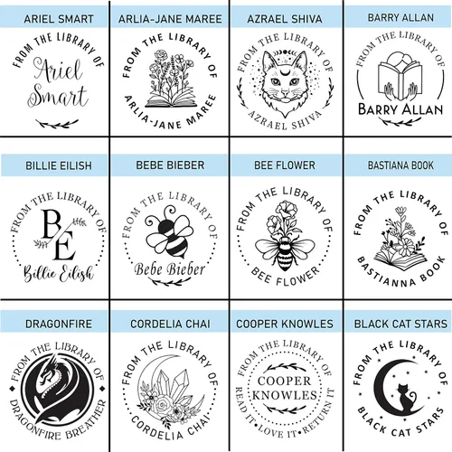 Vista 3 de Grabado de libro personalizado, regalo personalizado de la biblioteca de, ex libris, este libro pertenece a las flores que salen del libro