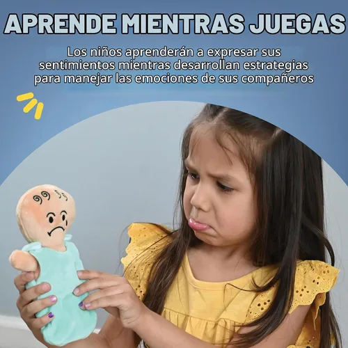 Vista 3 de Constructive Playthings - Juego de 6 muñecas de peluche con expresiones para el aprendizaje social y emocional, juego de muñecas de tela sensorial