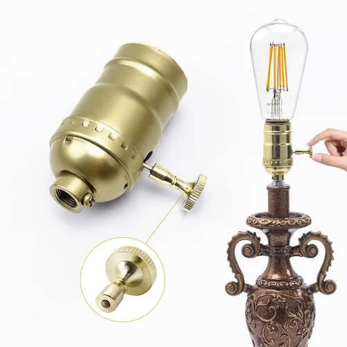 Vista 4 de DiCUNO Perillas de interruptor de encendido/apagado de lámpara, perilla de interruptor de lámpara de metal para enchufe de luz universal