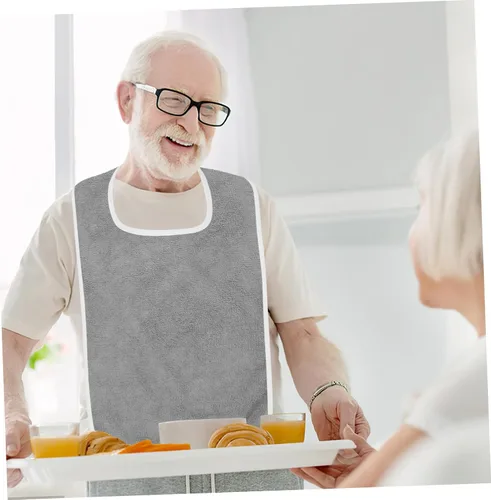 Vista 9 de Babero ajustable para adultos para la hora de comer y protector de alimentación lavable para ancianos y necesidades especiales, protector de ropa