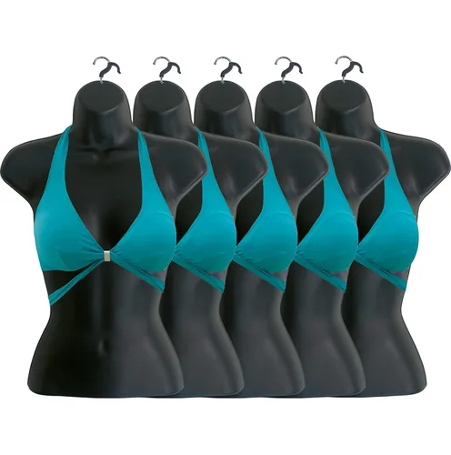 Vista 13 de Maniquí femenino con espalda hueca y cuerpo apilable con ganchos para colgar para exhibición de camisetas, encimera, ferias de manualidades, fotos