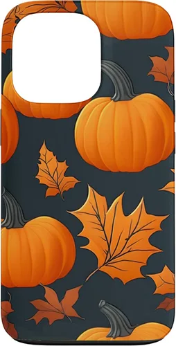 Vista 10 de iPhone 16 Pumpkins Black And Orange Plaid Fall Leaves Autumn Halloween Case