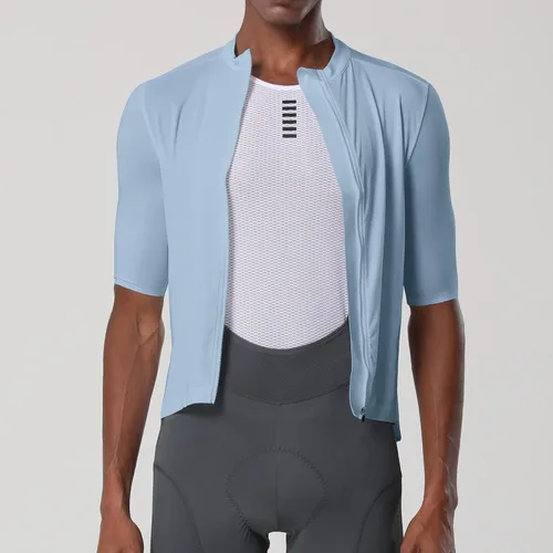 Vista 2 de YKYWBIKE Maillot de ciclismo Aero Race Fit, Maillot de bicicleta de carretera manga corta absorbe la humedad, transpirable, bolsillo con cremallera